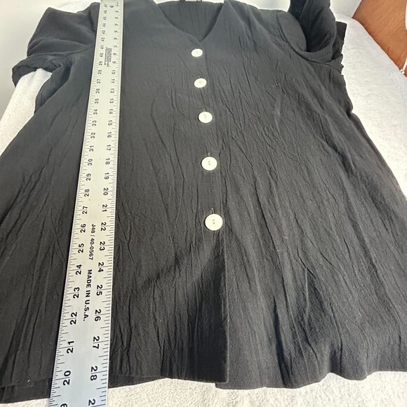 Brownstone Studio Womens Crinkle Button-Down Blouse Large Cotton Black Casual - Picture 7 of 7